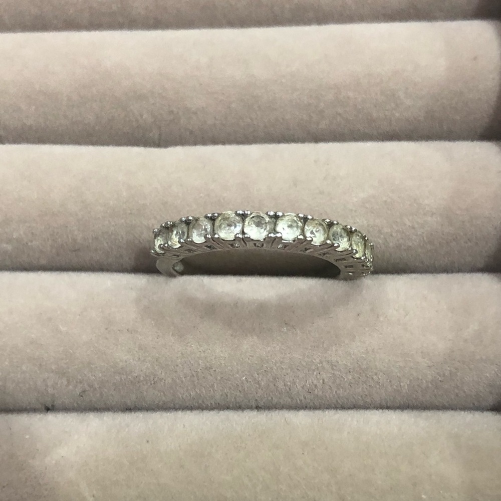 White Topaz 925 Sterling Silver Eternity Band